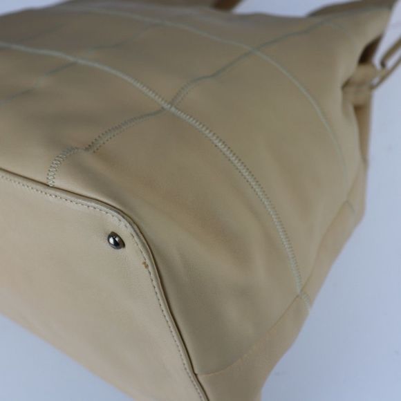 Chanel Chocolate Bar Shoulder Bag Leather Beige Silver Tote Bag Cocomark - Picture 5 of 7